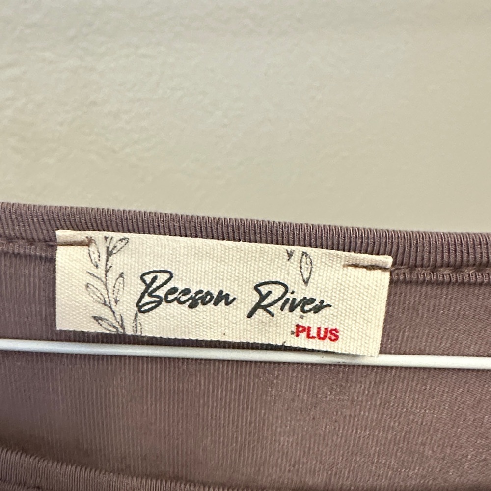 Beeson River Brown Top with Leopard Print Sleeves - Picture 2 of 4